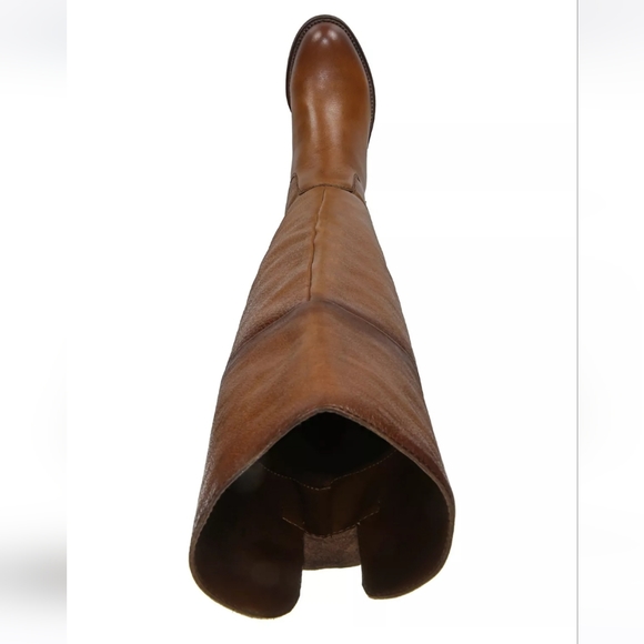 Stylish Franco Sarto Cognac Leather OTK Boots - Picture 7 of 11